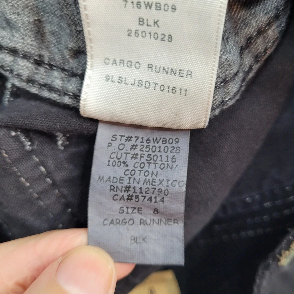 True Religion Cargo Runner Boys Size 8 Black Cotton Jogger Pants 716WB09‎